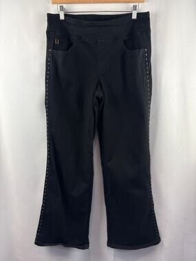 Women’s Belle Kim Gravel Size 14 Black Studded Straight Leg Jeans